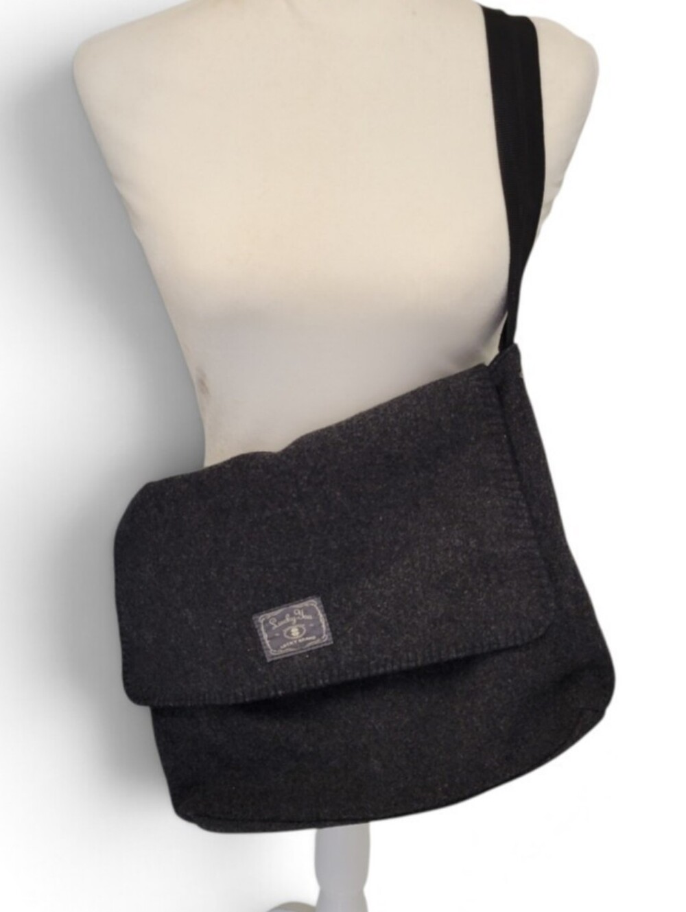 Lucky You Wool Messenger / Tablet Device Bag 16x11 Unisex Adjustable Strap